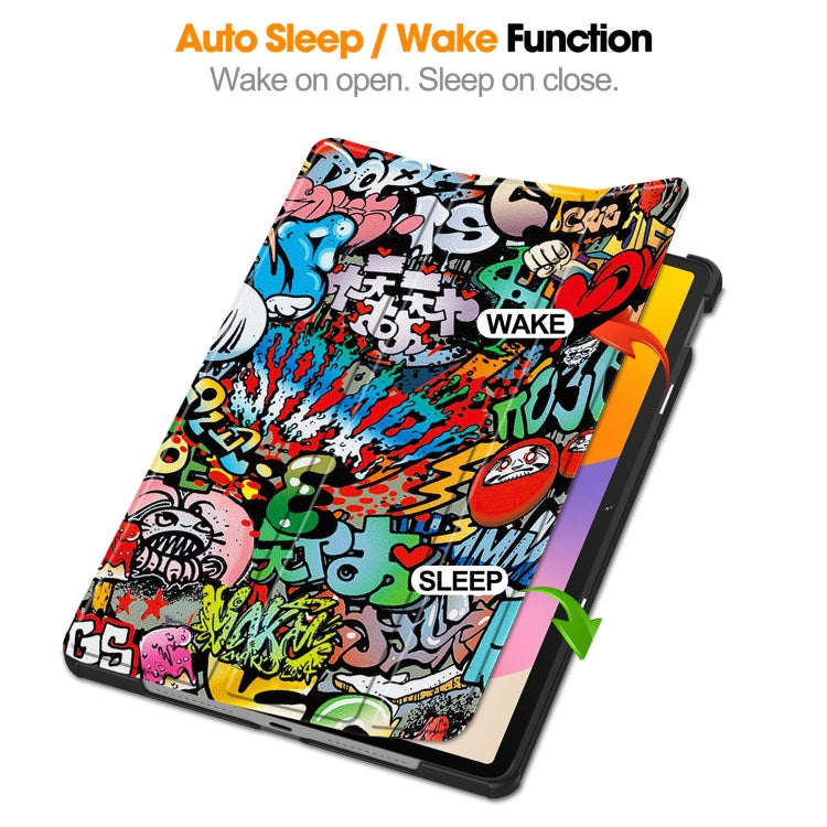 For Huawei Matepad SE 11 Painted 3-Fold Holder Smart Leather Tablet Case(Graffiti)