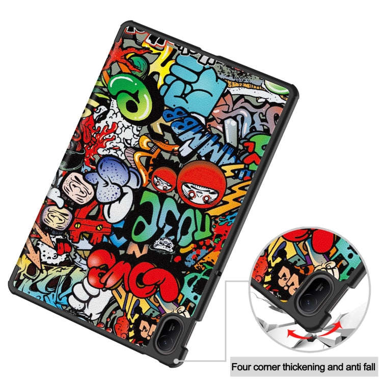 For Huawei Matepad SE 11 Painted 3-Fold Holder Smart Leather Tablet Case(Graffiti)