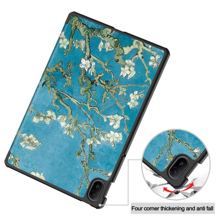 For Huawei Matepad SE 11 Painted 3-Fold Holder Smart Leather Tablet Case(Apricot Blossom)