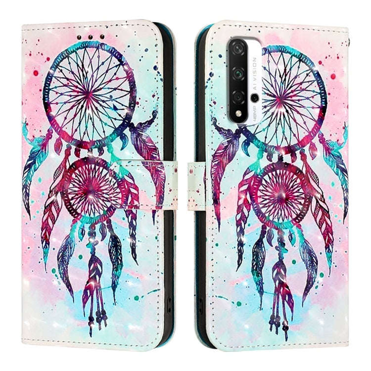 For Honor 20 / 20 Pro / 20S 4G 3D Painting Horizontal Flip Leather Phone Case(Color Drop Wind Chi...