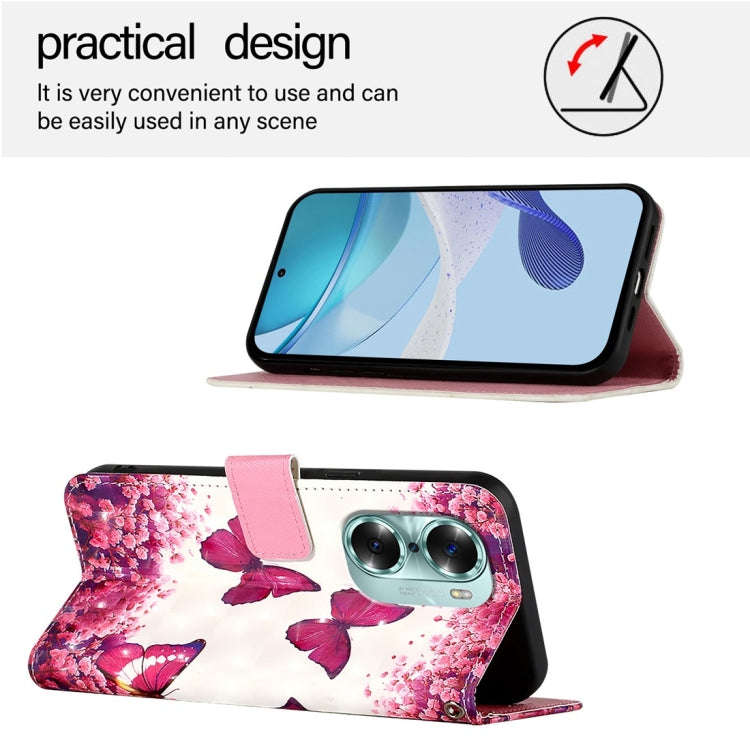 For Honor 60 3D Painting Horizontal Flip Leather Phone Case(Rose Butterfly)