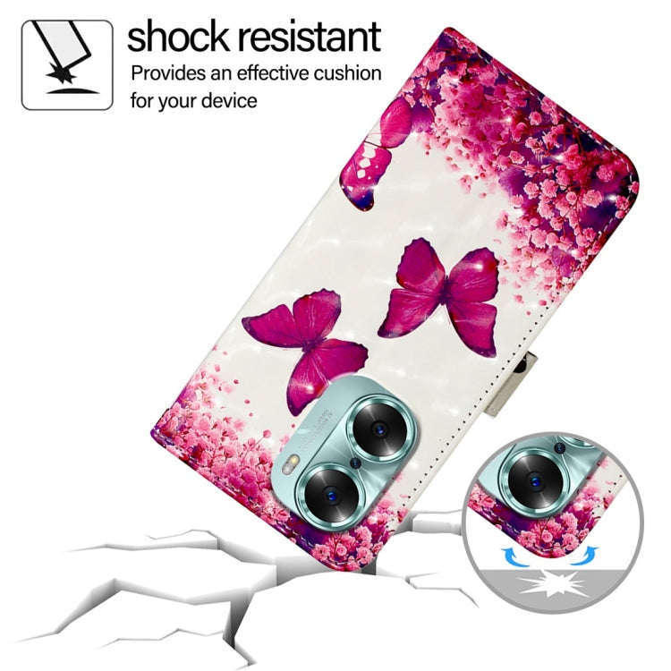 For Honor 60 3D Painting Horizontal Flip Leather Phone Case(Rose Butterfly)