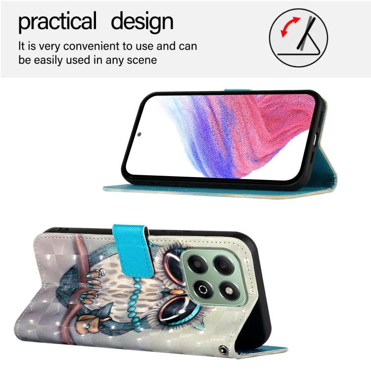For Honor X6b 3D Painting Horizontal Flip Leather Phone Case(Grey Owl)