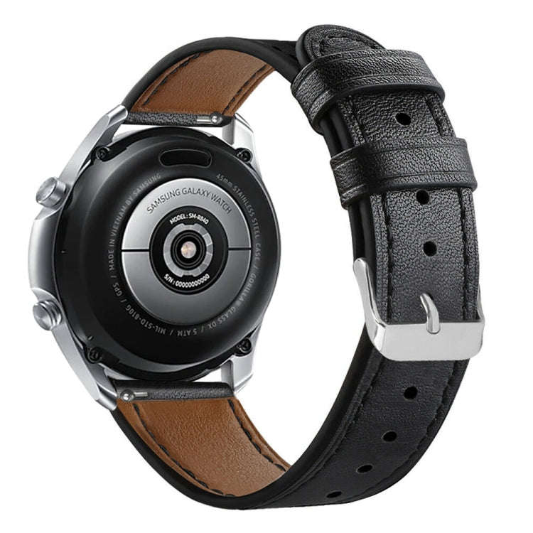 For Galaxy Watch 3 41mm Leather Watch Band(Black)