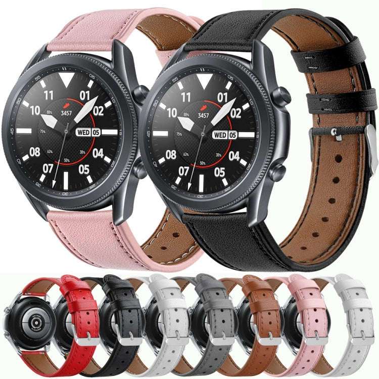 For Galaxy Watch 3 41mm Leather Watch Band(Grey)