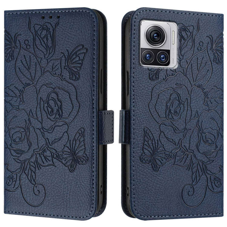 For Motorola Moto X30 Pro 5G / Edge 30 Ultra Embossed Rose RFID Anti-theft Leather Phone Case(Dar...