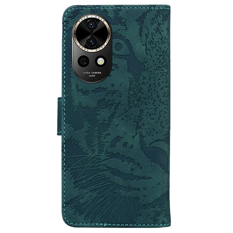 For Huawei nova 12 Tiger Embossing Pattern Flip Leather Phone Case(Green)