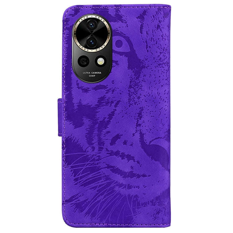 For Huawei nova 12 Tiger Embossing Pattern Flip Leather Phone Case(Purple)