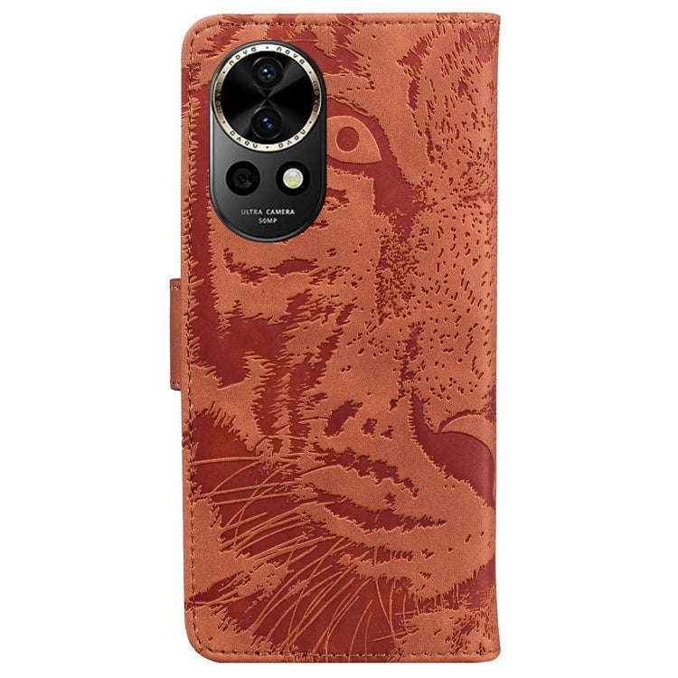 For Huawei nova 12 Tiger Embossing Pattern Flip Leather Phone Case(Brown)
