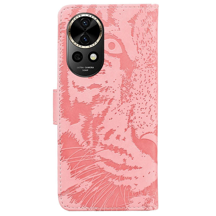 For Huawei nova 12 Tiger Embossing Pattern Flip Leather Phone Case(Pink)