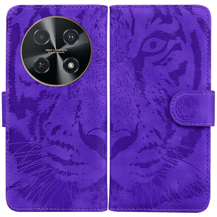 For Huawei nova 12i Tiger Embossing Pattern Flip Leather Phone Case(Purple)