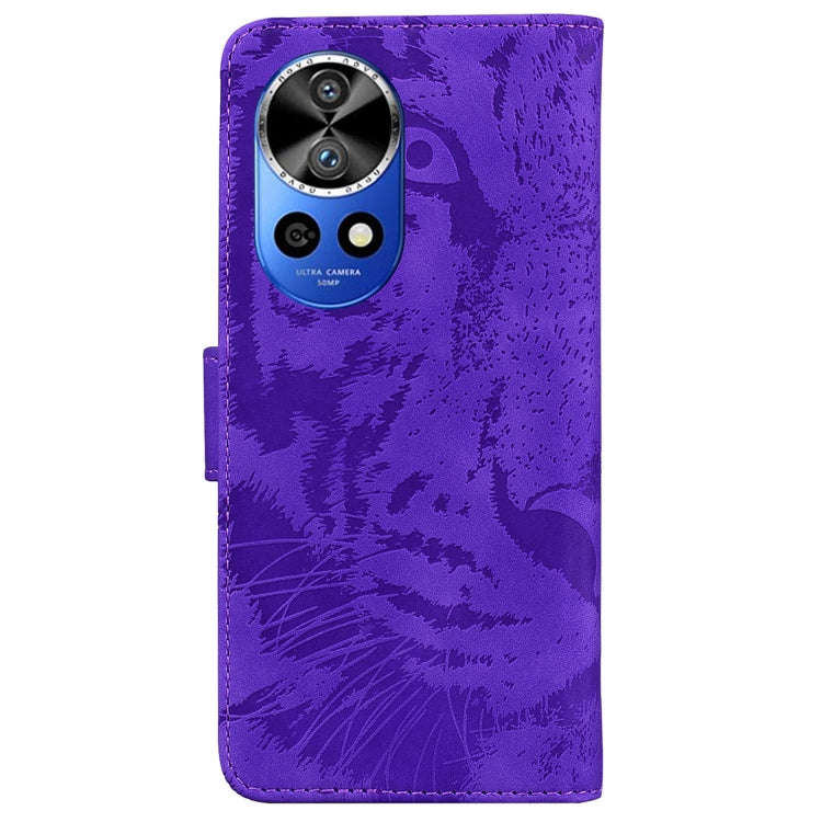 For Huawei nova 12 Pro / nova 12 Ultra Tiger Embossing Pattern Flip Leather Phone Case(Purple)