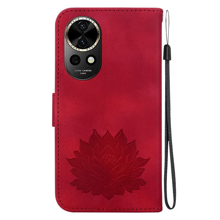 For Huawei nova 12 Lotus Embossed Leather Phone Case(Red)