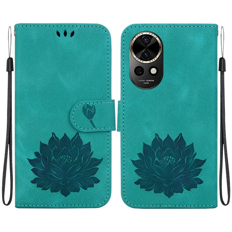 For Huawei nova 12 Lotus Embossed Leather Phone Case(Green)