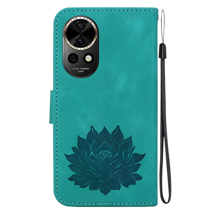 For Huawei nova 12 Lotus Embossed Leather Phone Case(Green)