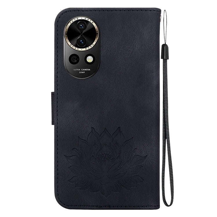For Huawei nova 12 Lotus Embossed Leather Phone Case(Black)