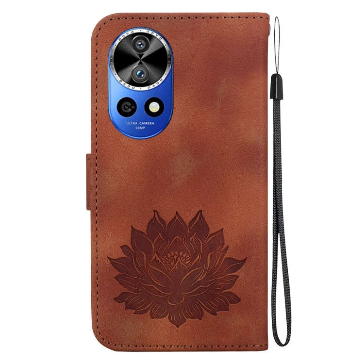 For Huawei nova 12 Pro / nova 12 Ultra Lotus Embossed Leather Phone Case(Brown)
