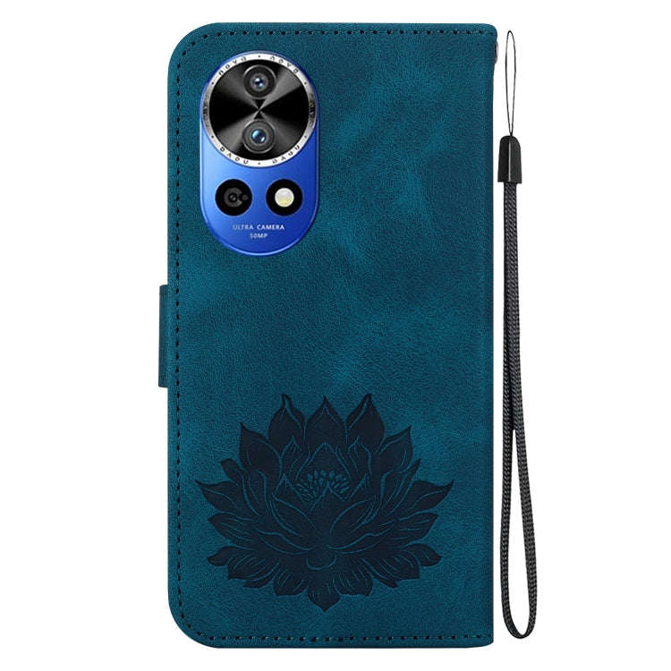 For Huawei nova 12 Pro / nova 12 Ultra Lotus Embossed Leather Phone Case(Dark Blue)