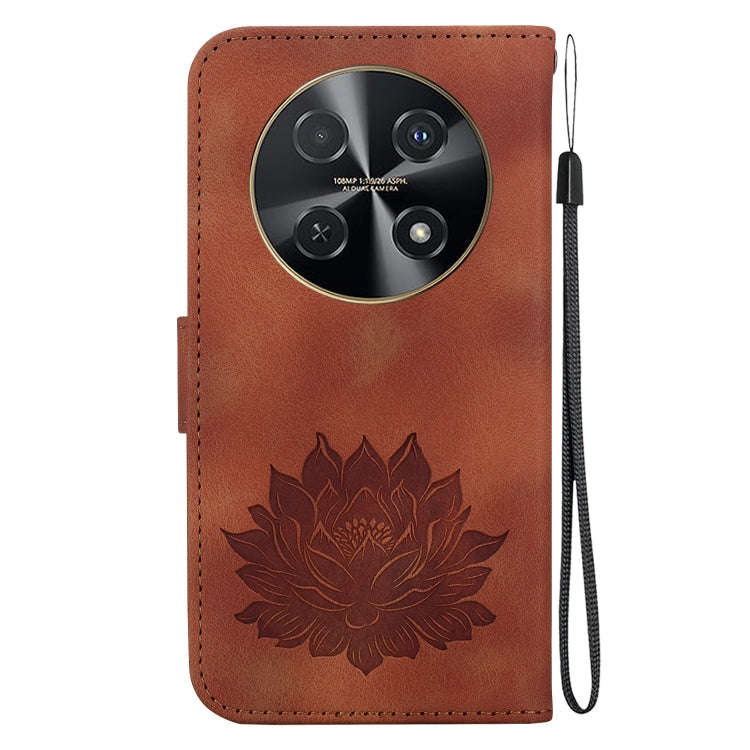 For Huawei nova 12i Lotus Embossed Leather Phone Case(Brown)