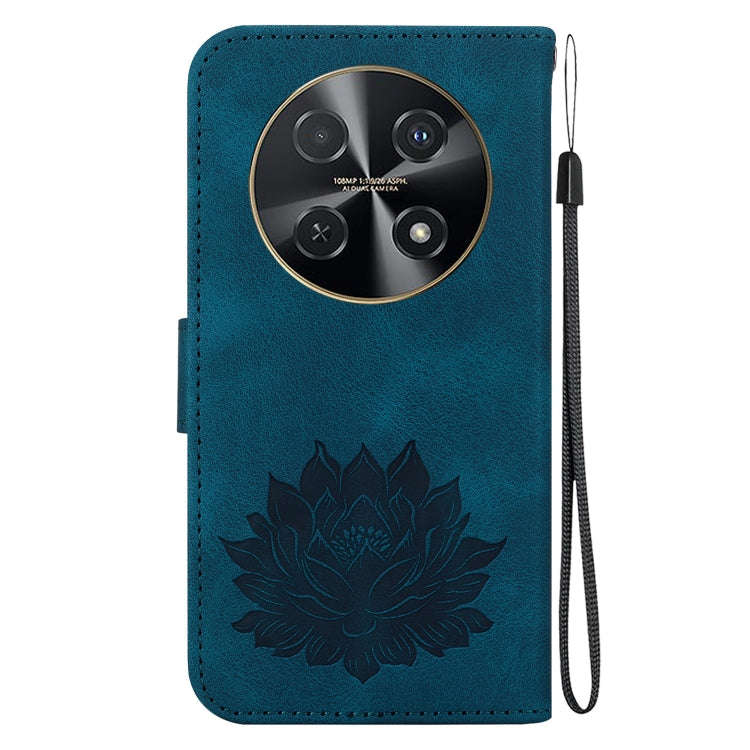 For Huawei nova 12i Lotus Embossed Leather Phone Case(Dark Blue)