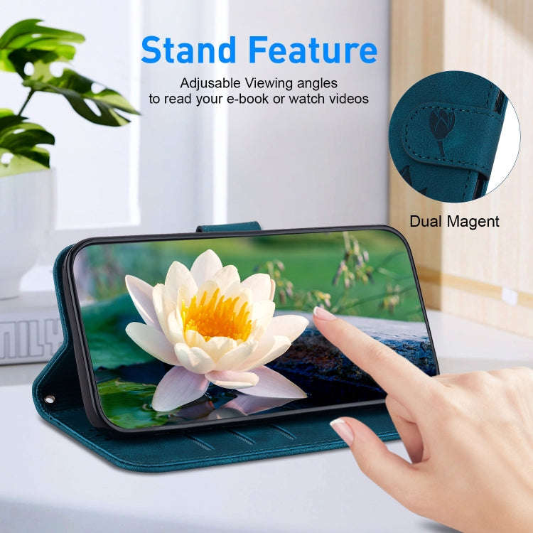 For Huawei nova 12i Lotus Embossed Leather Phone Case(Dark Blue)