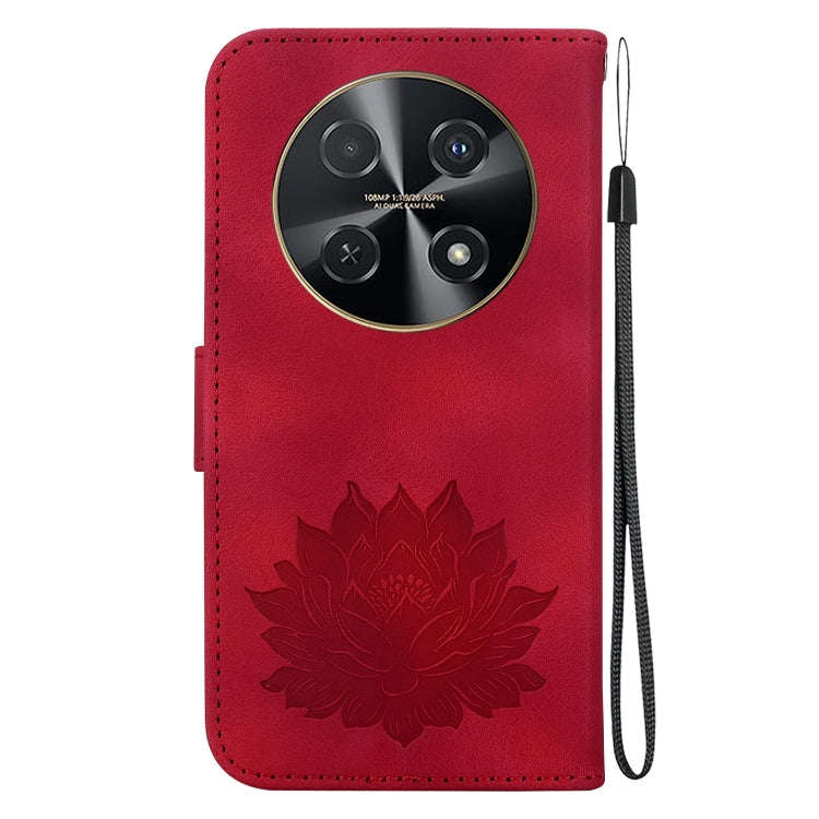 For Huawei nova 12i Lotus Embossed Leather Phone Case(Red)