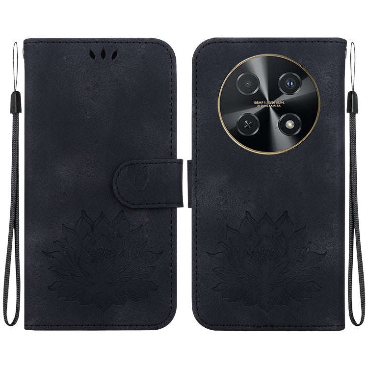 For Huawei nova 12i Lotus Embossed Leather Phone Case(Black)