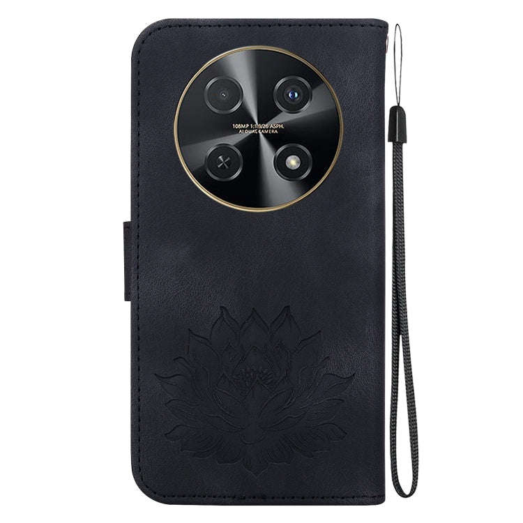 For Huawei nova 12i Lotus Embossed Leather Phone Case(Black)