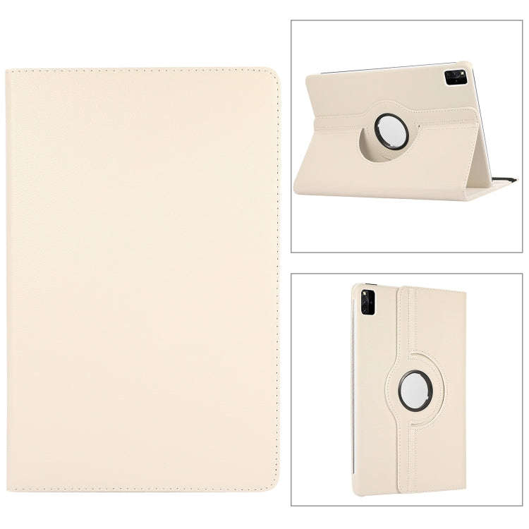 For Huawei MatePad SE 11 360 Degree Rotation Litchi Texture Leather Tablet Case(White)