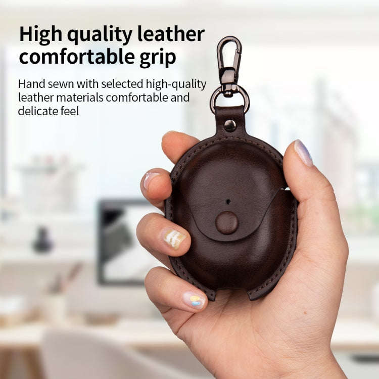 For Redmi Buds 4 Business Leather Earphone Protective Case with Hook(Black)