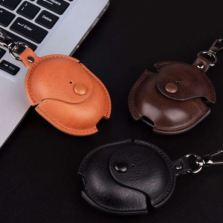 For Redmi Buds 4 Business Leather Earphone Protective Case with Hook(Black)