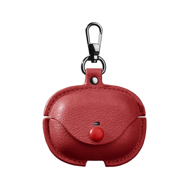 For Redmi Buds 5 Pro / Buds 4 Pro Business Leather Earphone Protective Case with Hook(Red)