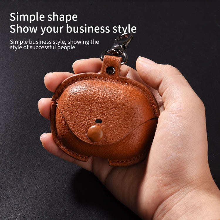 For Redmi Buds 5 Pro / Buds 4 Pro Business Leather Earphone Protective Case with Hook(Dark Brown)