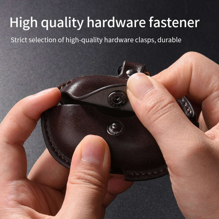 For Redmi Buds 5 Pro / Buds 4 Pro Business Leather Earphone Protective Case with Hook(Dark Brown)