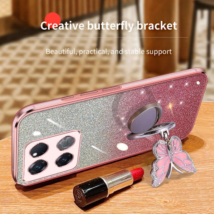 For OnePlus Ace Racing Plated Gradient Glitter Butterfly Holder TPU Phone Case(Purple)