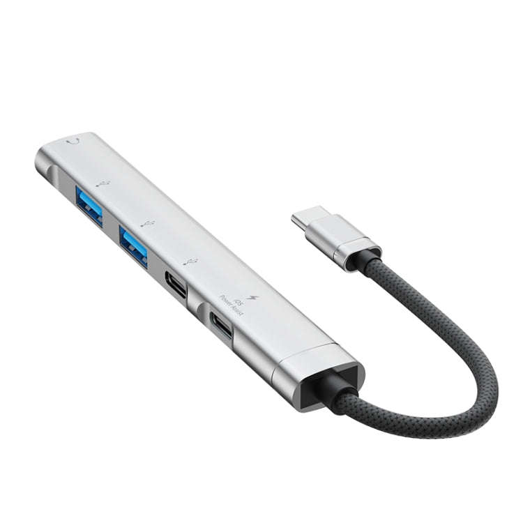5 in 1 USB-C / Type-C Interface Multi-function HUB Adapter(Silver)