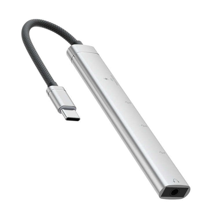 5 in 1 USB-C / Type-C Interface Multi-function HUB Adapter(Silver)