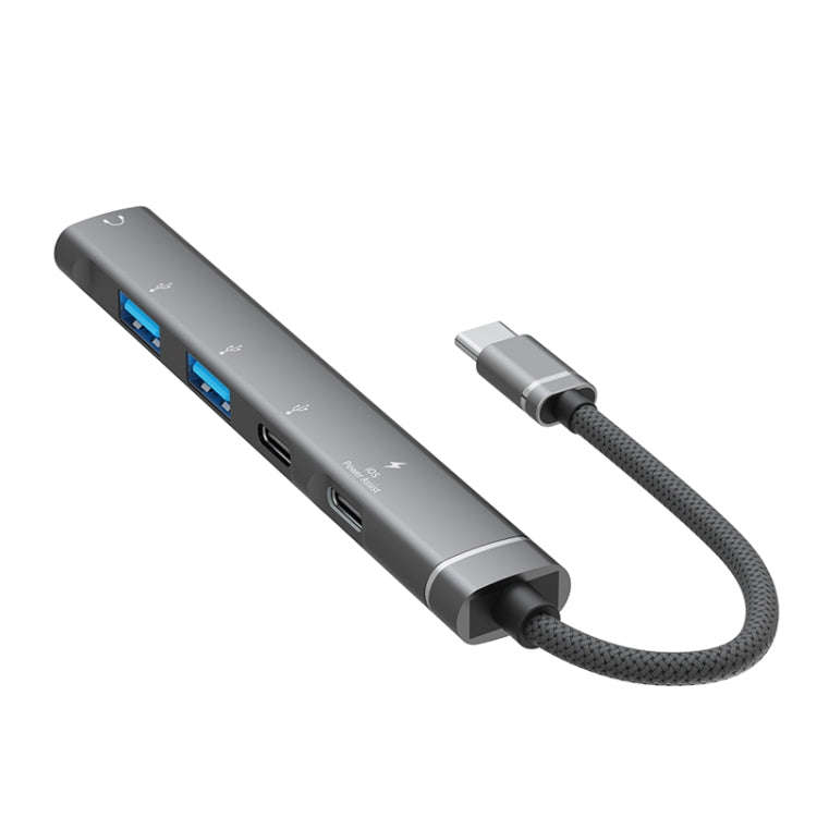 5 in 1 USB-C / Type-C Interface Multi-function HUB Adapter(Grey)