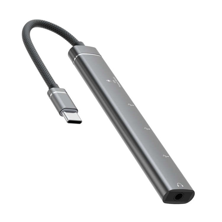 5 in 1 USB-C / Type-C Interface Multi-function HUB Adapter(Grey)
