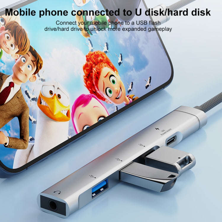 5 in 1 USB-C / Type-C Interface Multi-function HUB Adapter(Silver)
