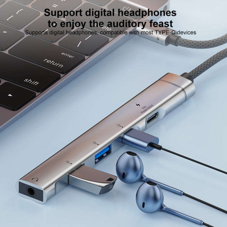 5 in 1 USB-C / Type-C Interface Multi-function HUB Adapter(Silver)