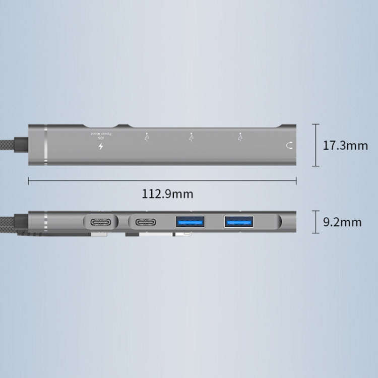 5 in 2 Multi-function HUB Adapter, Interface:USB-C / Type-C + 8 Pin(Silver)