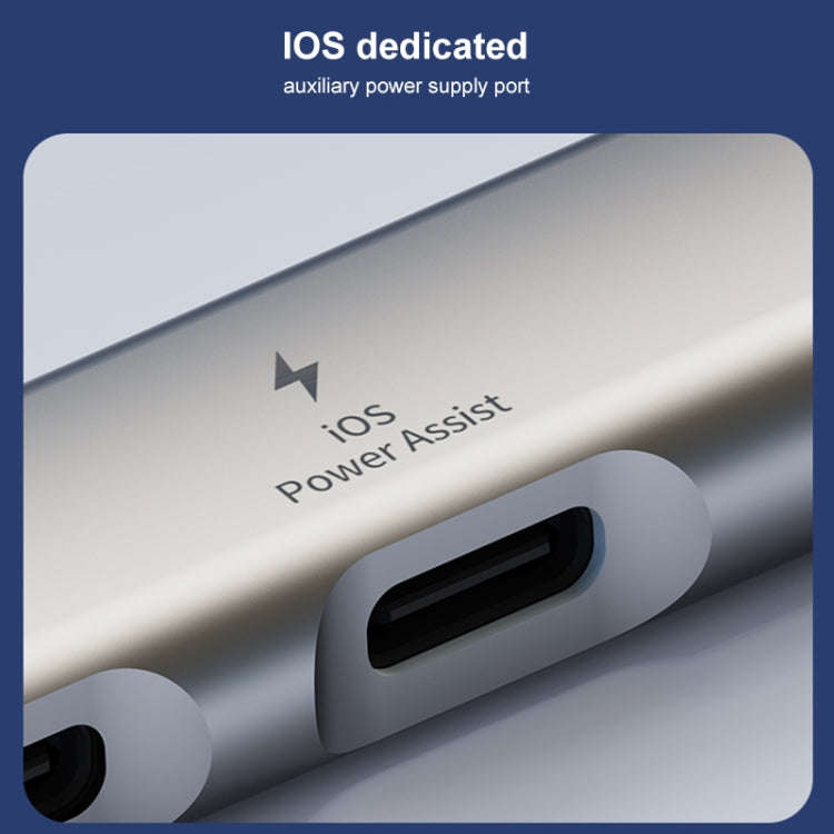 5 in 2 Multi-function HUB Adapter, Interface:USB-C / Type-C + 8 Pin(Silver)