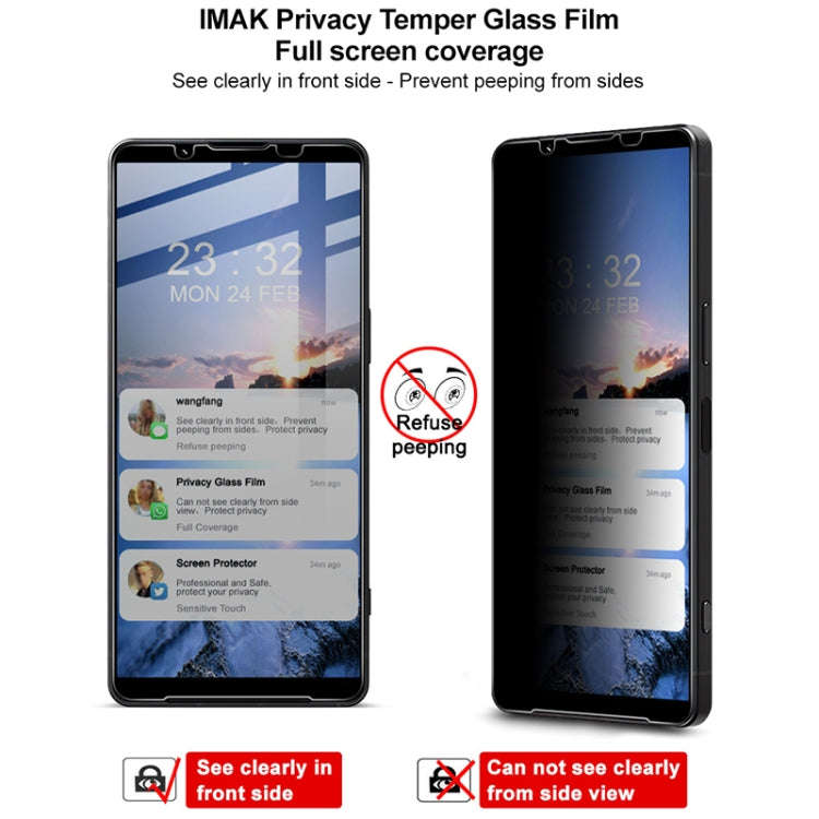 For Sony Xperia 1 VI imak HD Full Screen Anti-spy Tempered Glass Protective Film