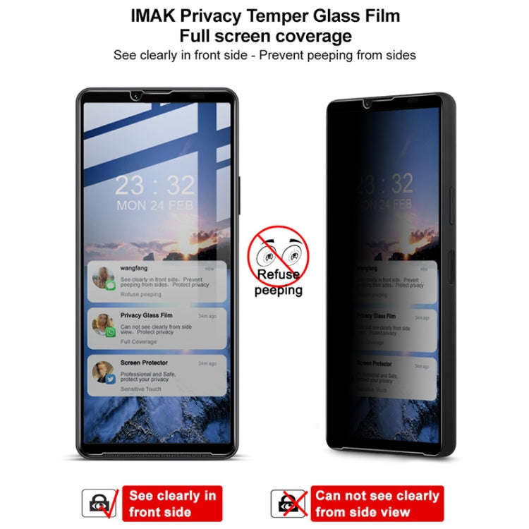 For Sony Xperia 10 VI imak HD Full Screen Anti-spy Tempered Glass Protective Film