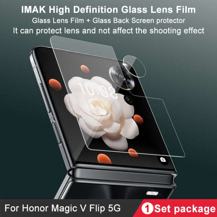 For Honor Magic V Flip 1 Sets imak Lens Film + Glass Rear Screen Sticker