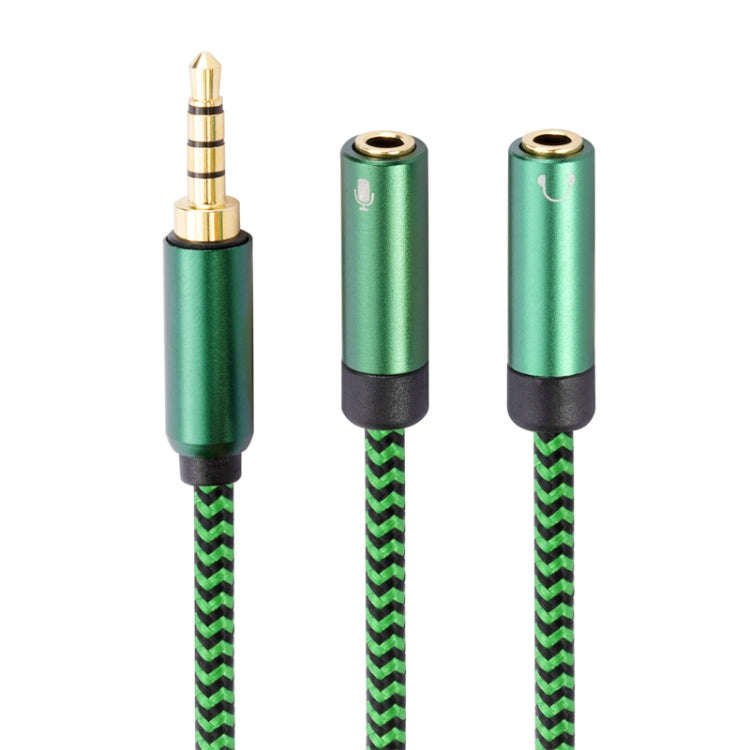 3.5mm Male to Dual 3.5mm Audio + Microphone 2 in 1 Audio Adapter Cable, Length:2m(Green)