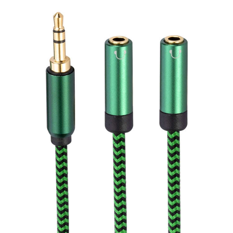 3.5mm Male to Dual 3.5mm Female 2 in 1 Audio Adapter Cable, Length:2m(Green)