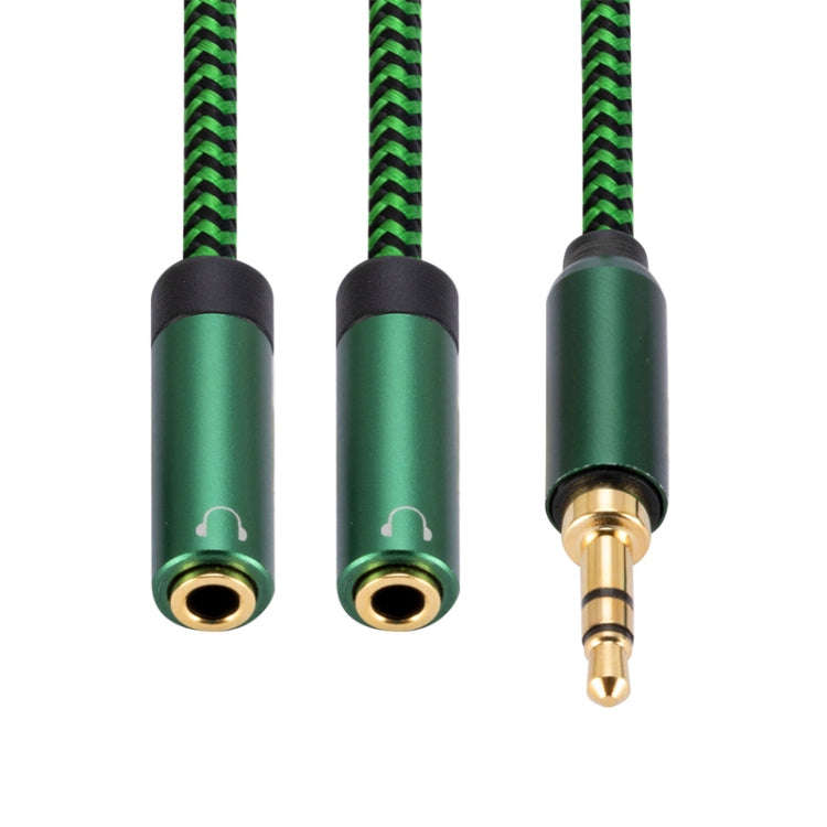 3.5mm Male to Dual 3.5mm Female 2 in 1 Audio Adapter Cable, Length:2m(Green)