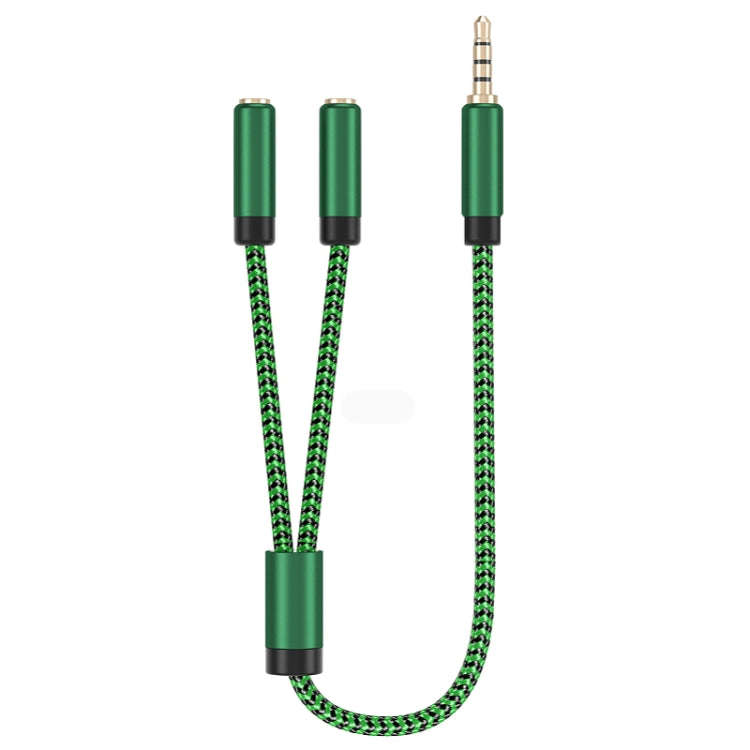 3.5mm Male to Dual 3.5mm Female 2 in 1 Audio Adapter Cable, Length:2m(Green)